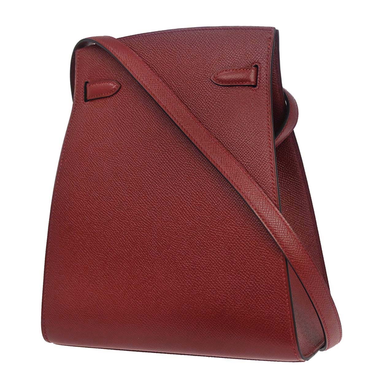 Hermes Rouge H Courchevel Kelly Sport PM Shoulder Bag
