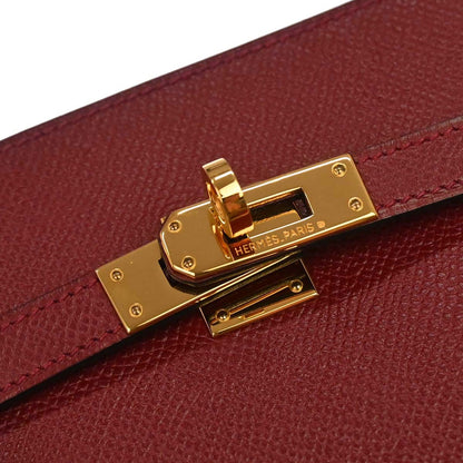 Hermes Rouge H Courchevel Kelly Sport PM Shoulder Bag