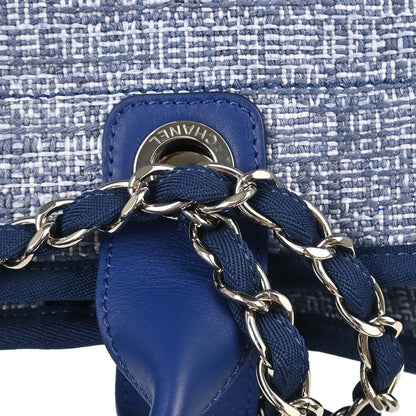 Chanel Blue Tweed Medium Deauville 2way Shoulder Tote Handbag