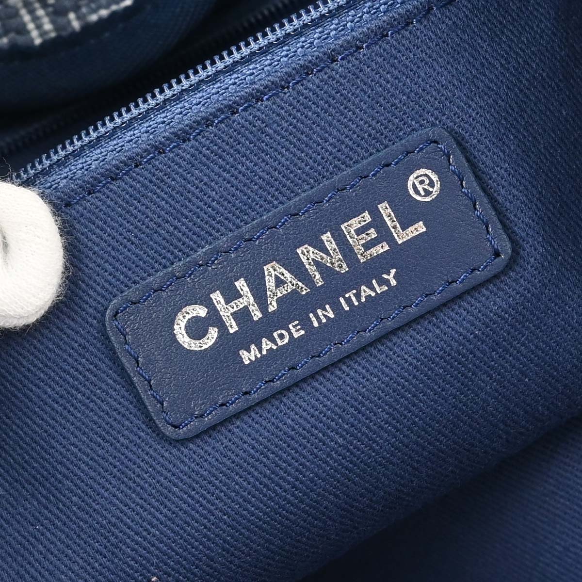 Chanel Blue Tweed Medium Deauville 2way Shoulder Tote Handbag