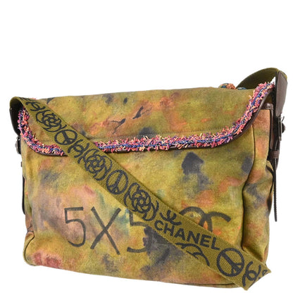 Chanel 2014-2015 Khaki Canvas Graffiti On The Pavements Shoulder Bag