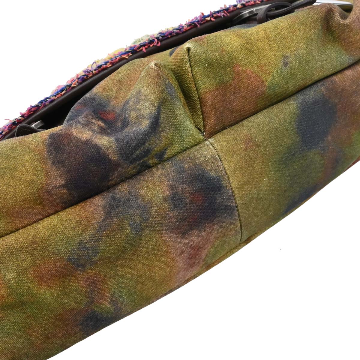 Chanel 2014-2015 Khaki Canvas Graffiti On The Pavements Shoulder Bag