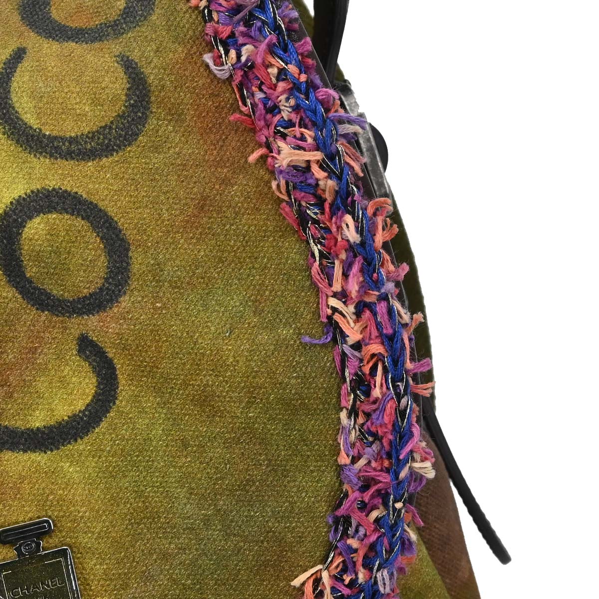 Chanel 2014-2015 Khaki Canvas Graffiti On The Pavements Shoulder Bag