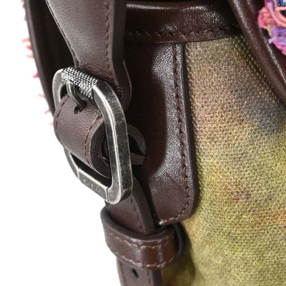 Chanel 2014-2015 Khaki Canvas Graffiti On The Pavements Shoulder Bag