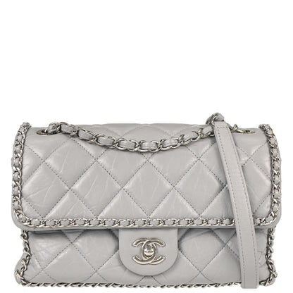 Chanel Gray Calfskin Around Chain Shoulder Bag