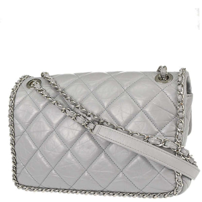Chanel Gray Calfskin Around Chain Shoulder Bag