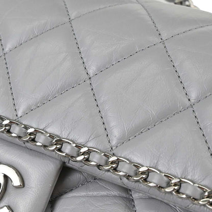 Chanel Gray Calfskin Around Chain Shoulder Bag