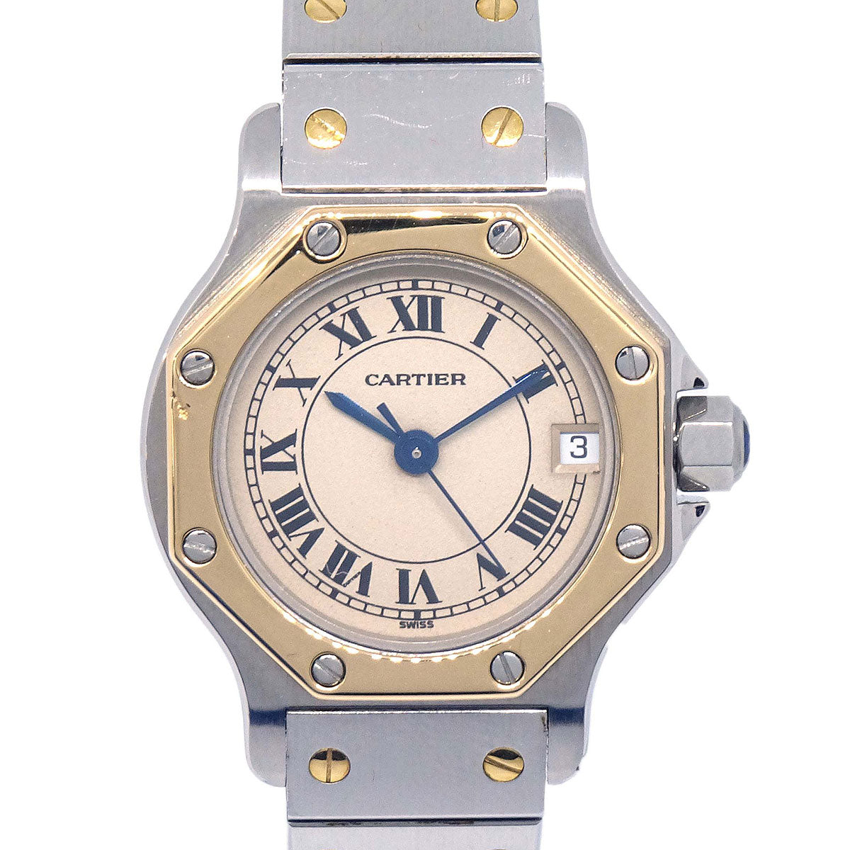 Cartier Santos Octagon SM Ref.187903 Quartz Watch 18KYG SS