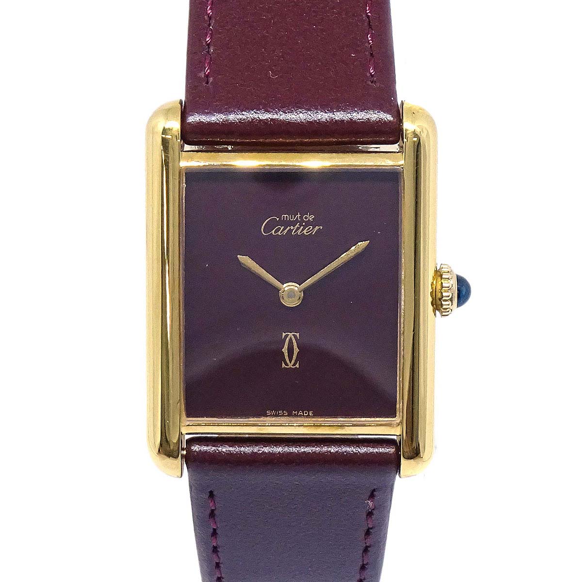 Cartier Must Tank LM Ref.81975713 Manual-winding Watch SV925 Bordeaux