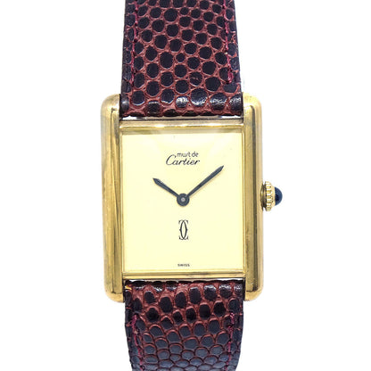 Cartier * Must Tank LM Ref.6012981 Quartz Watch SV925 Brown Lizard