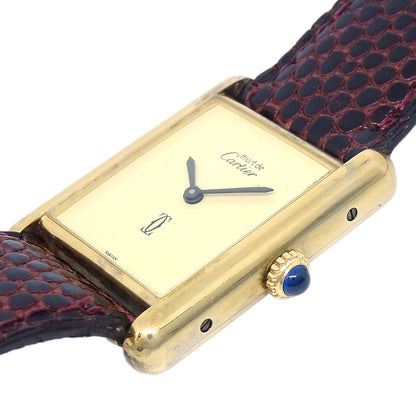 Cartier * Must Tank LM Ref.6012981 Quartz Watch SV925 Brown Lizard