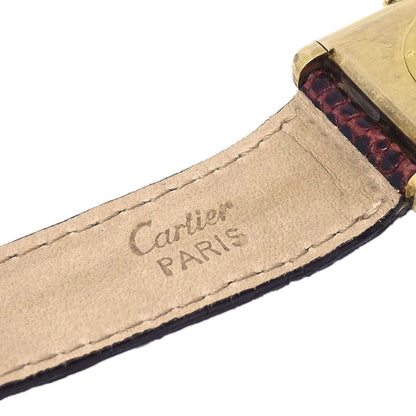 Cartier * Must Tank LM Ref.6012981 Quartz Watch SV925 Brown Lizard