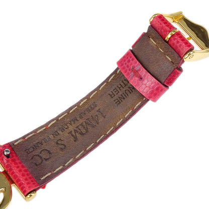 Gucci 6300L Quartz Watch Horsebit Change Belt SS Embossed Leather