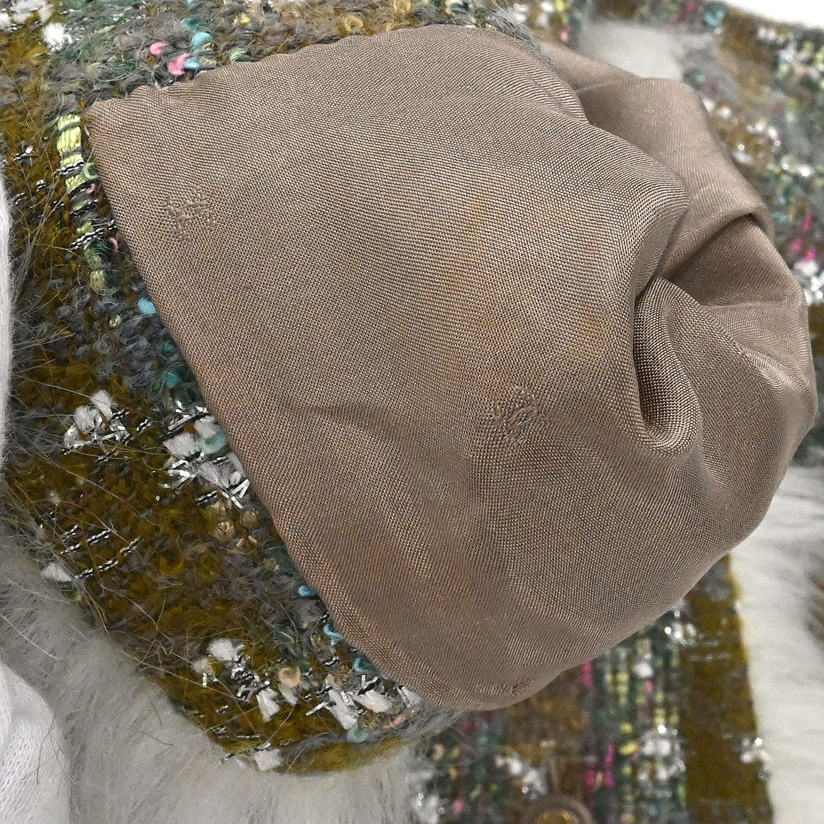 Chanel 1994 Setup Suit Jacket Skirt Tweed Brown #40