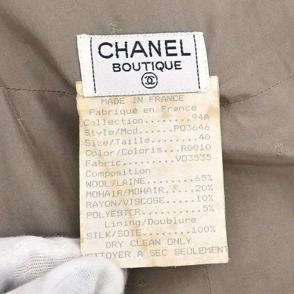 Chanel 1994 Setup Suit Jacket Skirt Tweed Brown #40