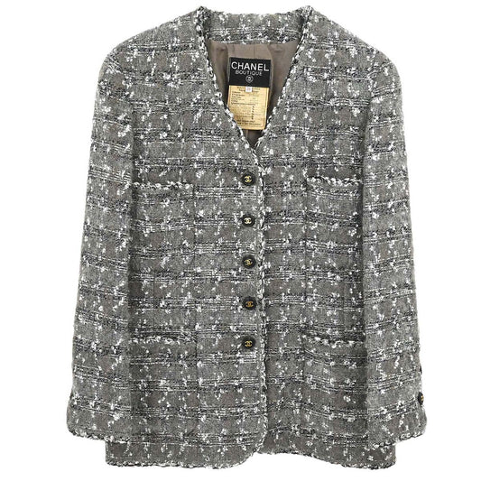 Chanel 1994AW Collarless Tweed Jacket #38