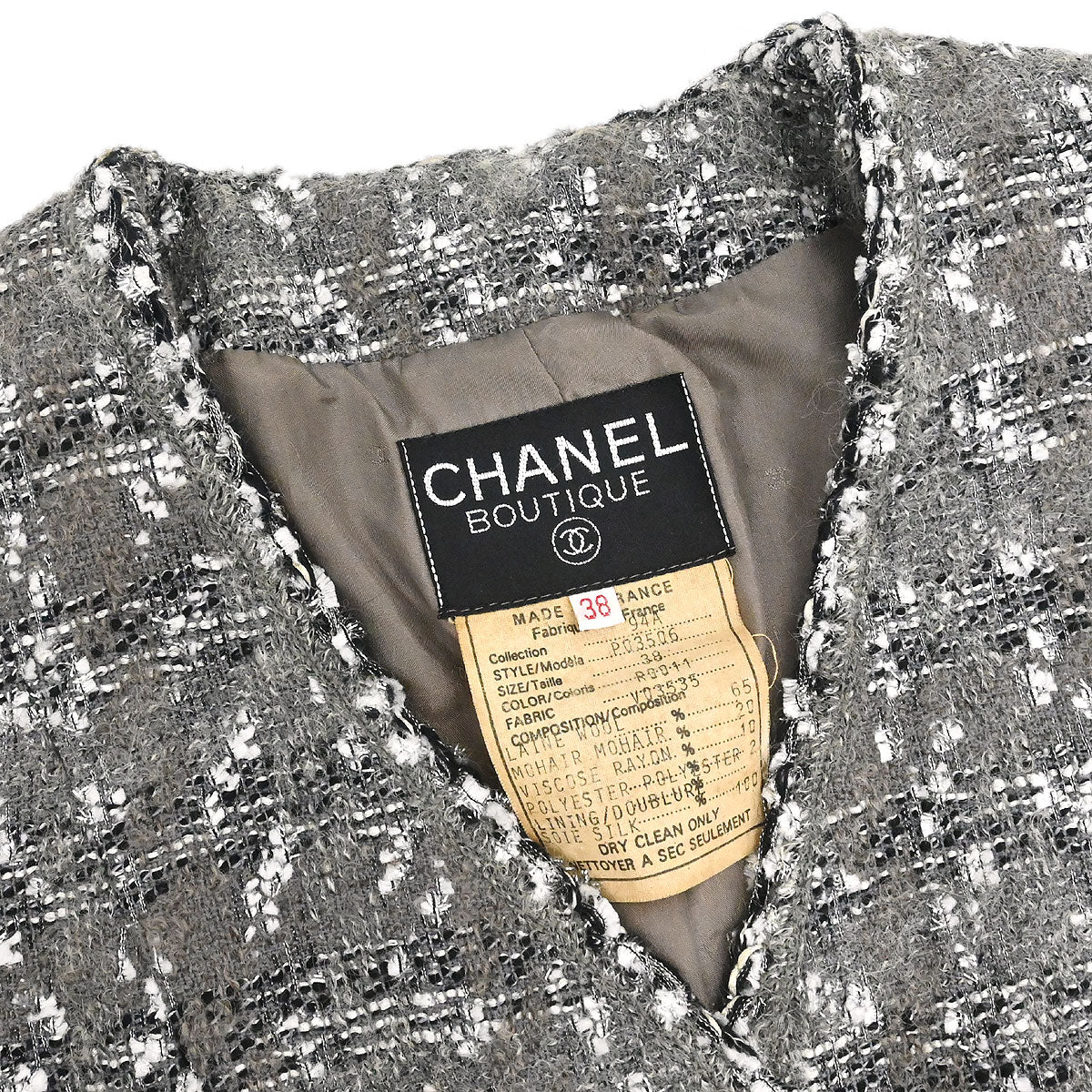 Chanel 1994AW Collarless Tweed Jacket #38