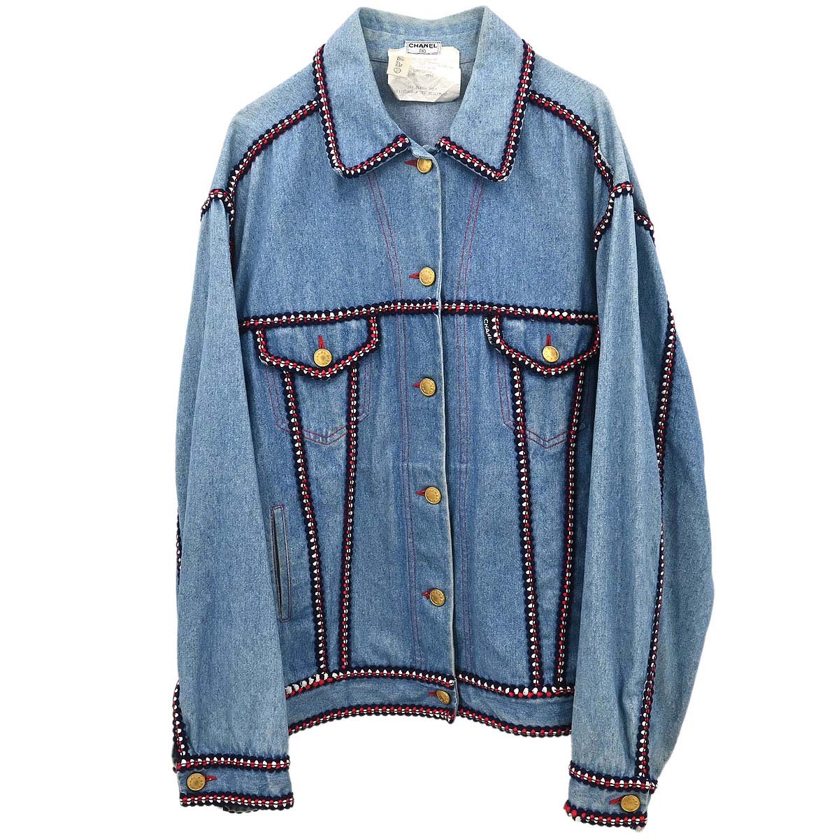 Chanel Single Breasted Denim Jacket Blue #40