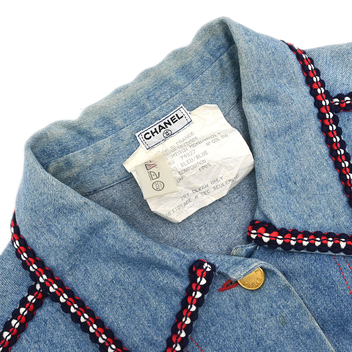 Chanel Single Breasted Denim Jacket Blue #40
