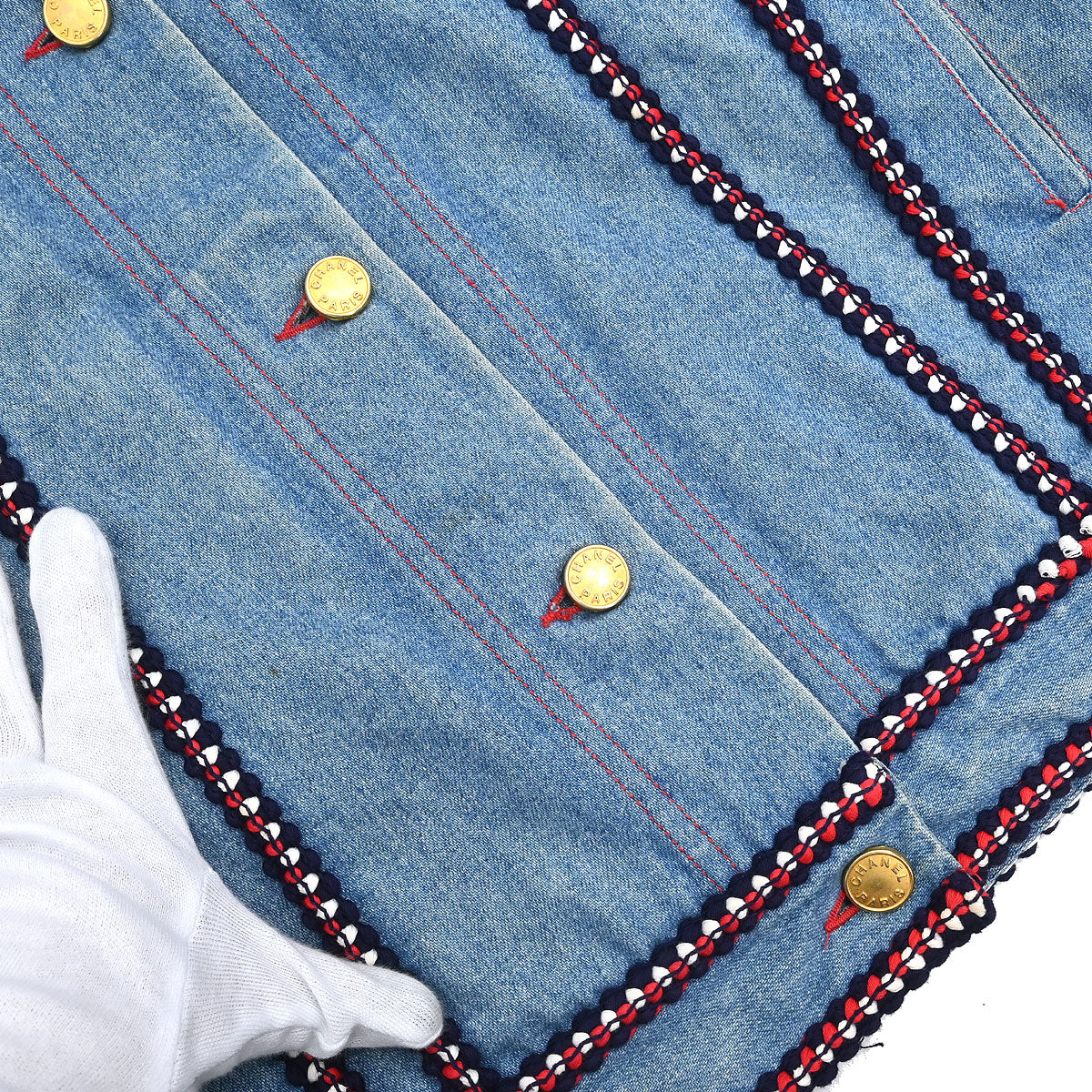 Chanel Single Breasted Denim Jacket Blue #40