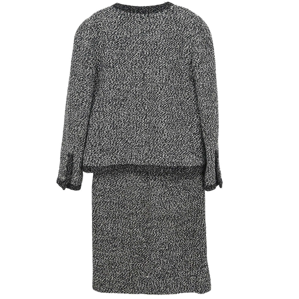 Chanel 1997 Setup Suit Jacket Skirt Tweed Black #34