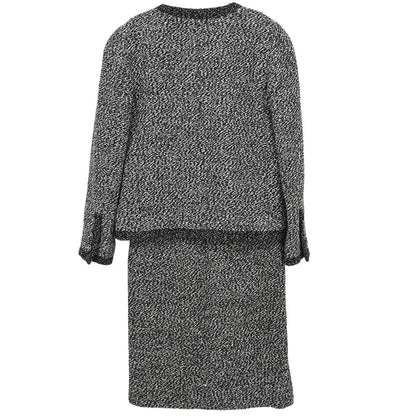 Chanel 1997 Setup Suit Jacket Skirt Tweed Black #34