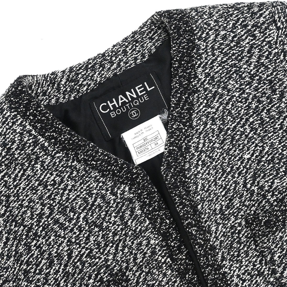 Chanel 1997 Setup Suit Jacket Skirt Tweed Black #34
