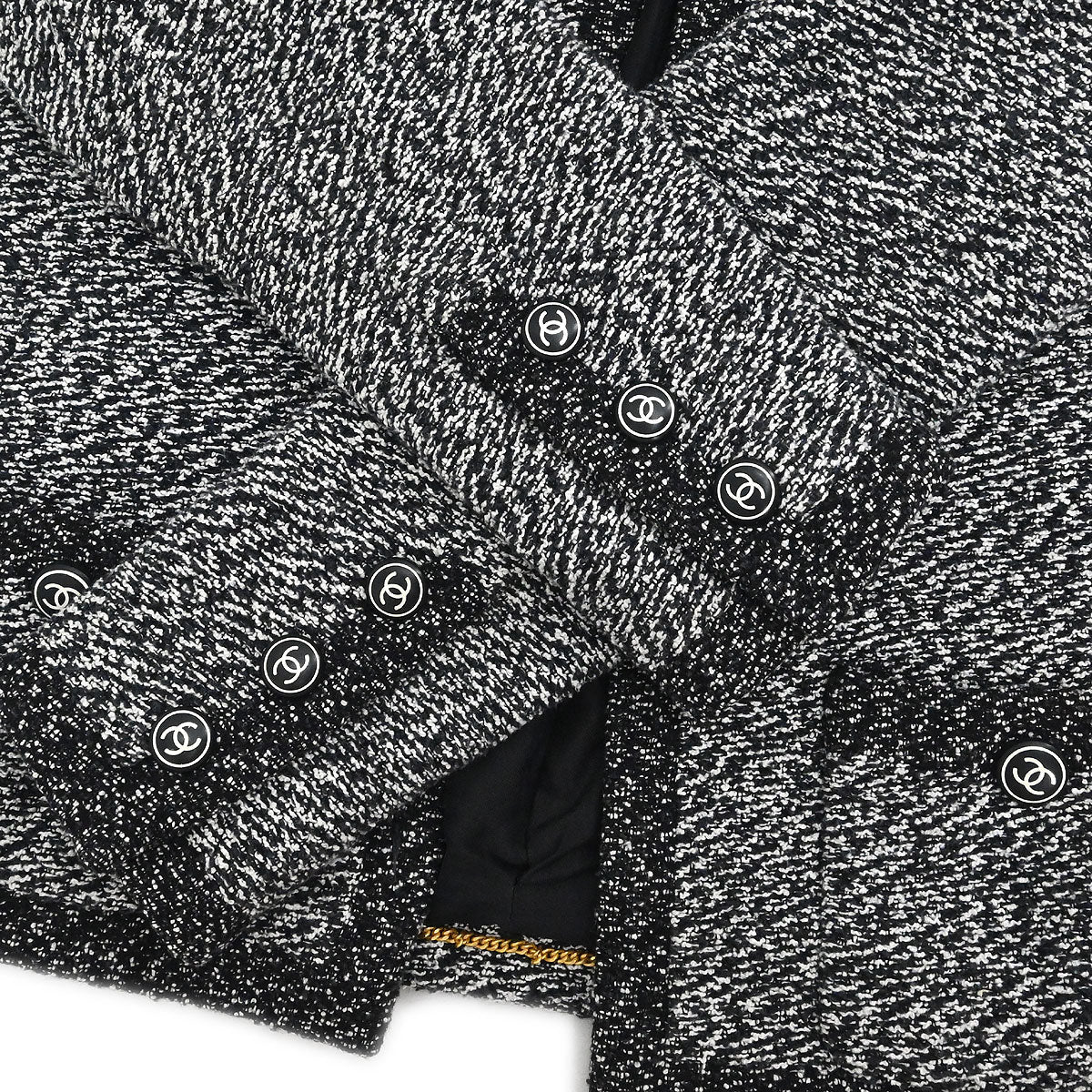 Chanel 1997 Setup Suit Jacket Skirt Tweed Black #34