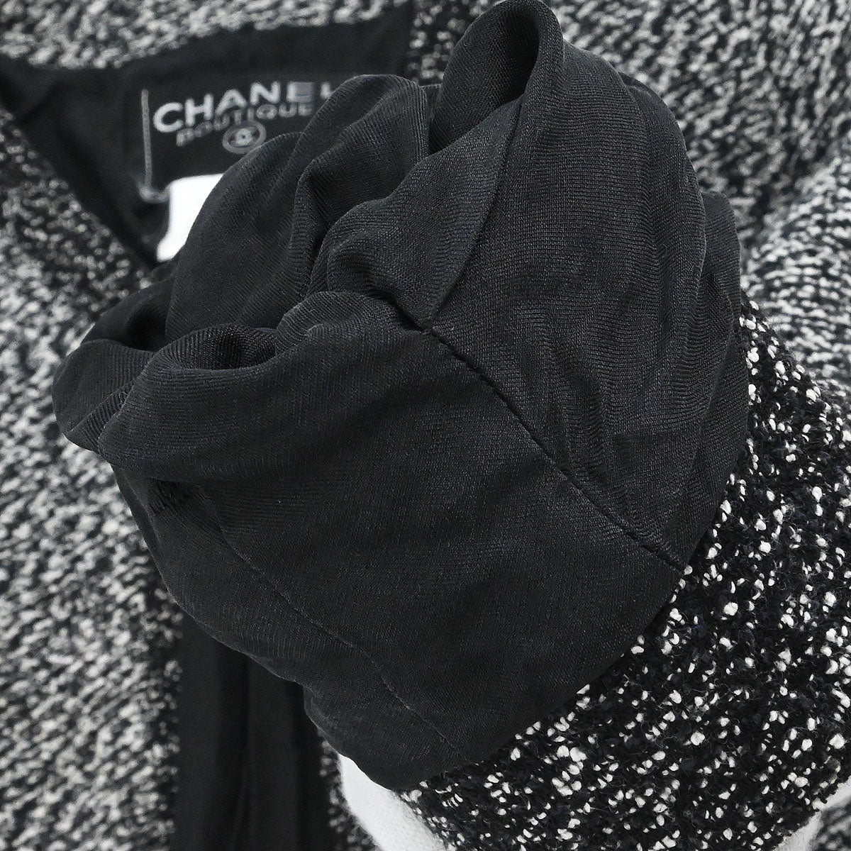 Chanel 1997 Setup Suit Jacket Skirt Tweed Black #34