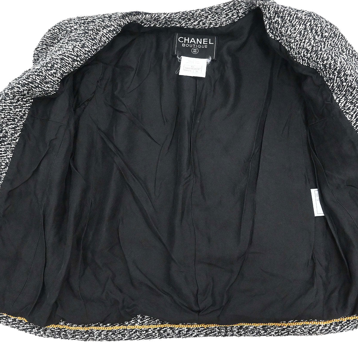 Chanel 1997 Setup Suit Jacket Skirt Tweed Black #34