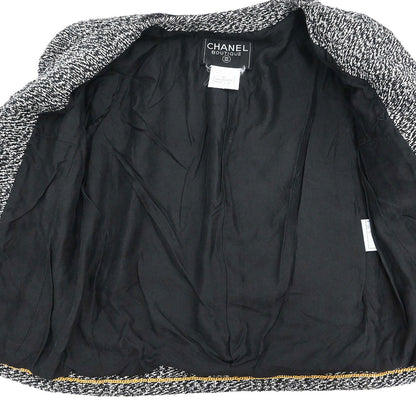 Chanel 1997 Setup Suit Jacket Skirt Tweed Black #34