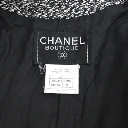 Chanel 1997 Setup Suit Jacket Skirt Tweed Black #34