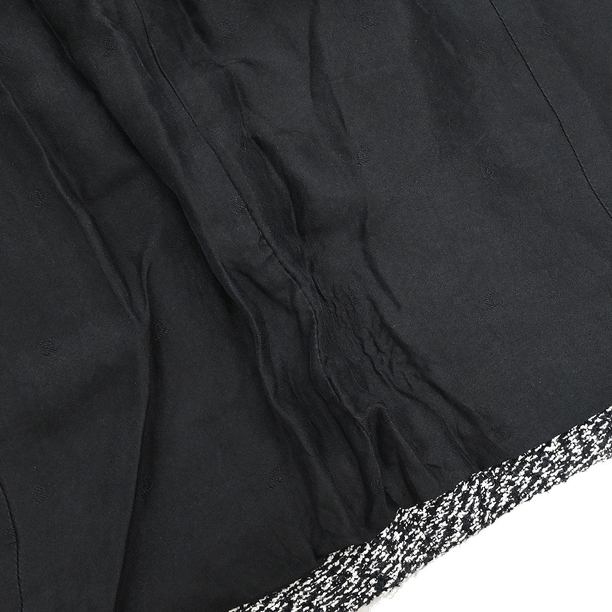 Chanel 1997 Setup Suit Jacket Skirt Tweed Black #34