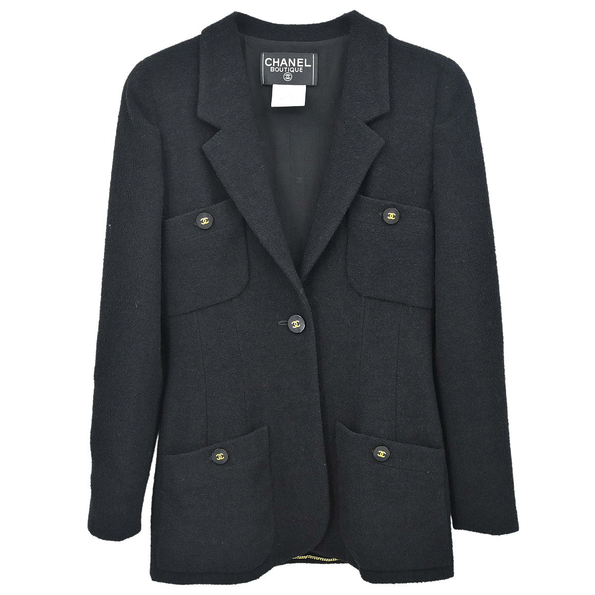 Chanel 1995 Single Breasted Jacket Black #38