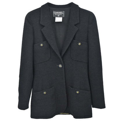 Chanel 1995 Single Breasted Jacket Black #38