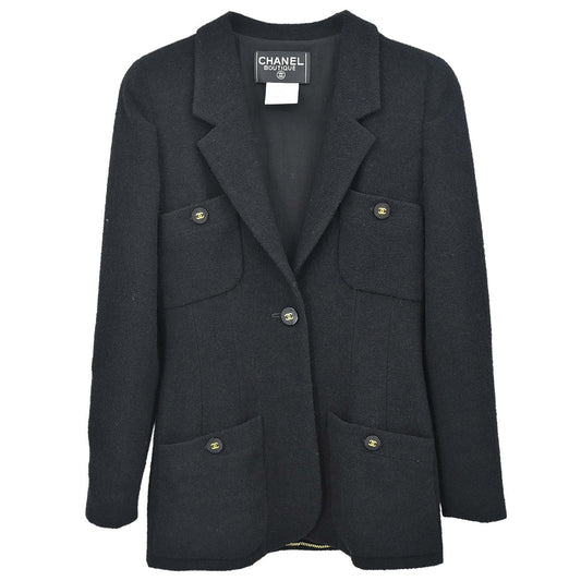 Chanel 1995 Single Breasted Jacket Black #38