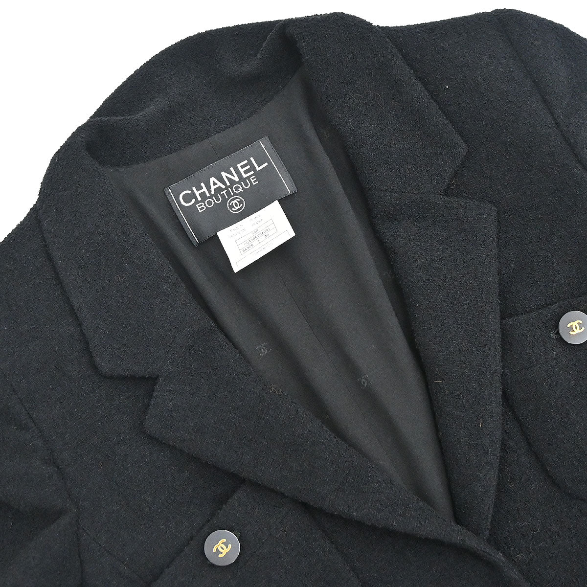 Chanel 1995 Single Breasted Jacket Black #38