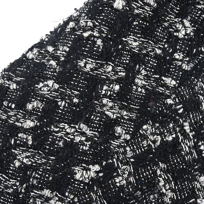 Chanel 2013-2014 Zip Up Collarless Tweed Jacket Black #34