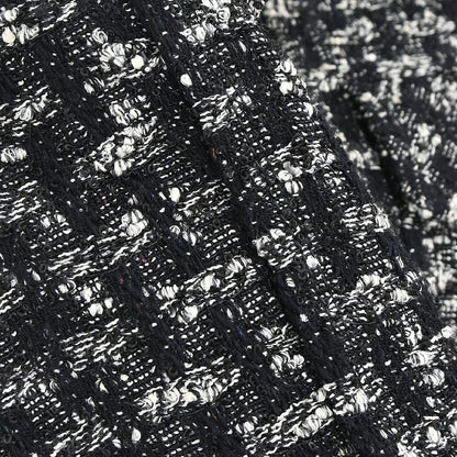 Chanel 2013-2014 Zip Up Collarless Tweed Jacket Black #34