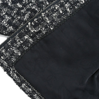 Chanel 2013-2014 Zip Up Collarless Tweed Jacket Black #34