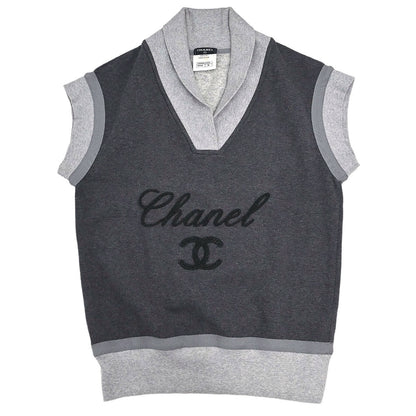 Chanel 2010 Short Sleeve Sweater Top Gray #36