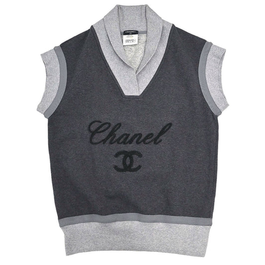 Chanel 2010 Short Sleeve Sweater Top Gray #36