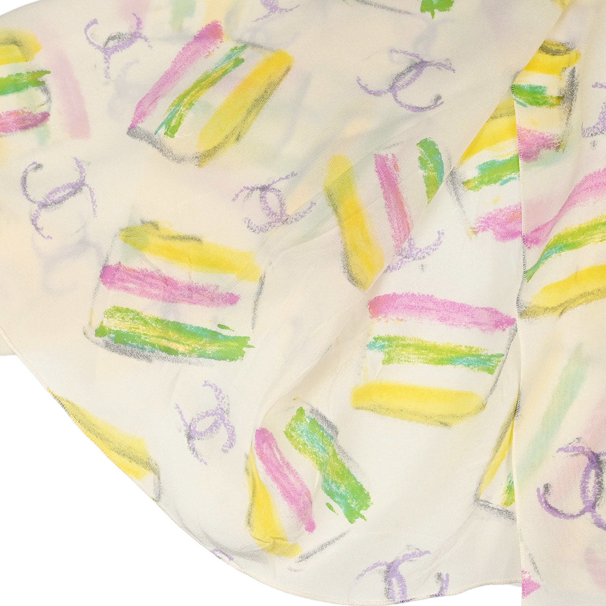 Chanel 2004 Cake Print Skirt Ivory #38