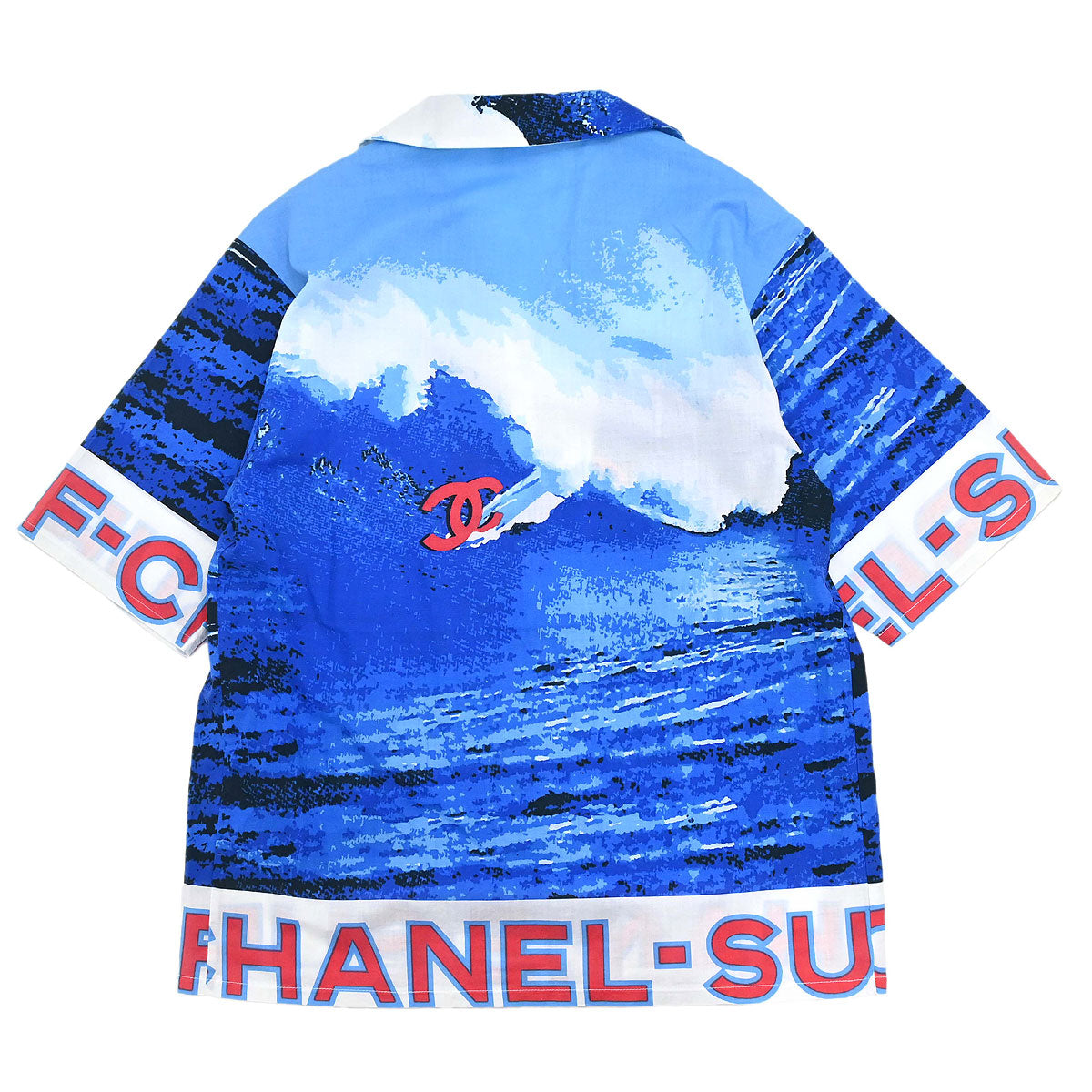Chanel 2002 Surf Line Short Sleeve Shirt Top Blue #36