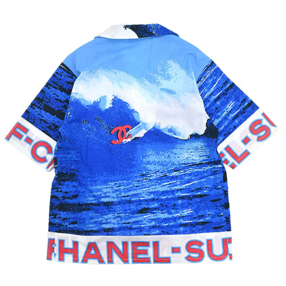 Chanel 2002 Surf Line Short Sleeve Shirt Top Blue #36
