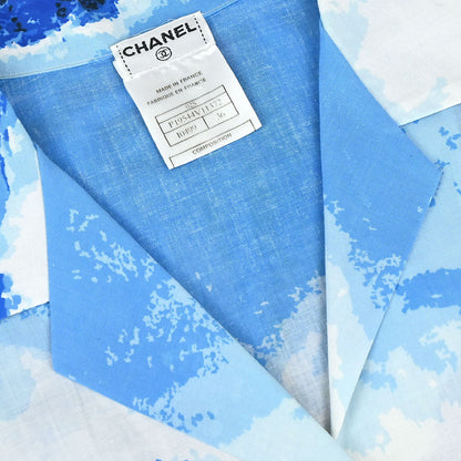 Chanel 2002 Surf Line Short Sleeve Shirt Top Blue #36
