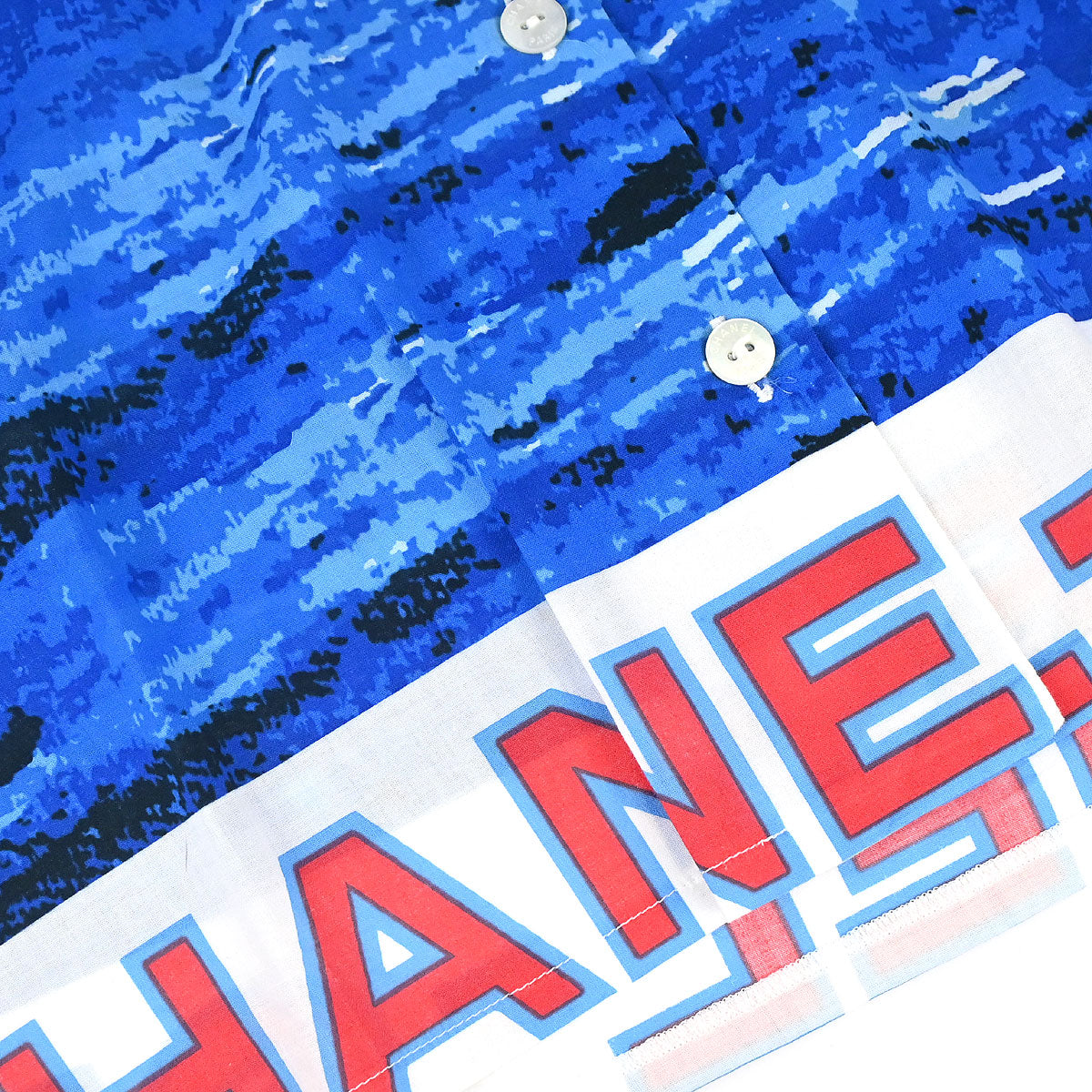 Chanel 2002 Surf Line Short Sleeve Shirt Top Blue #36