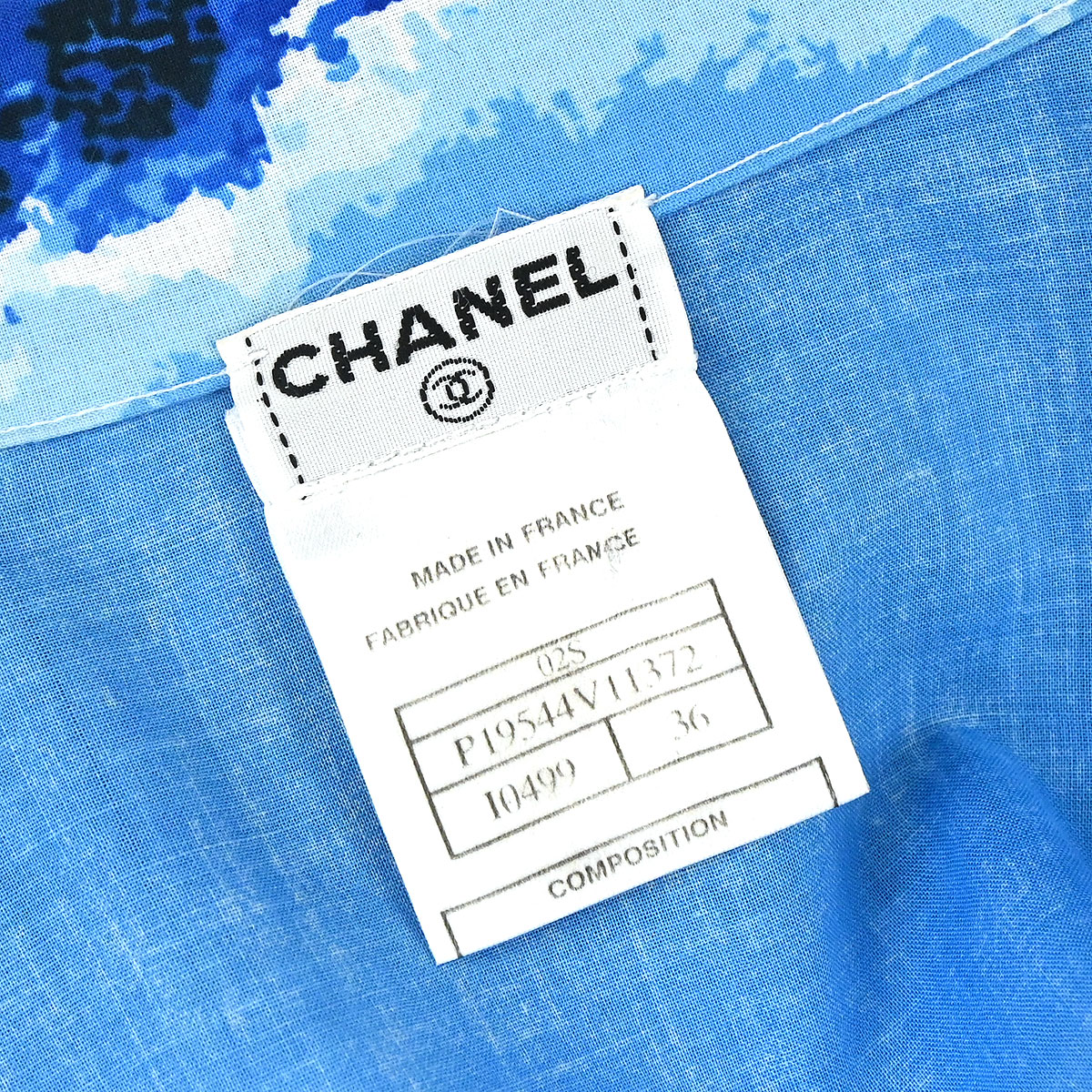 Chanel 2002 Surf Line Short Sleeve Shirt Top Blue #36