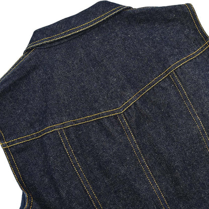Chanel 1997 Single Breasted Sleeveless Vest Denim Jacket Indigo #38