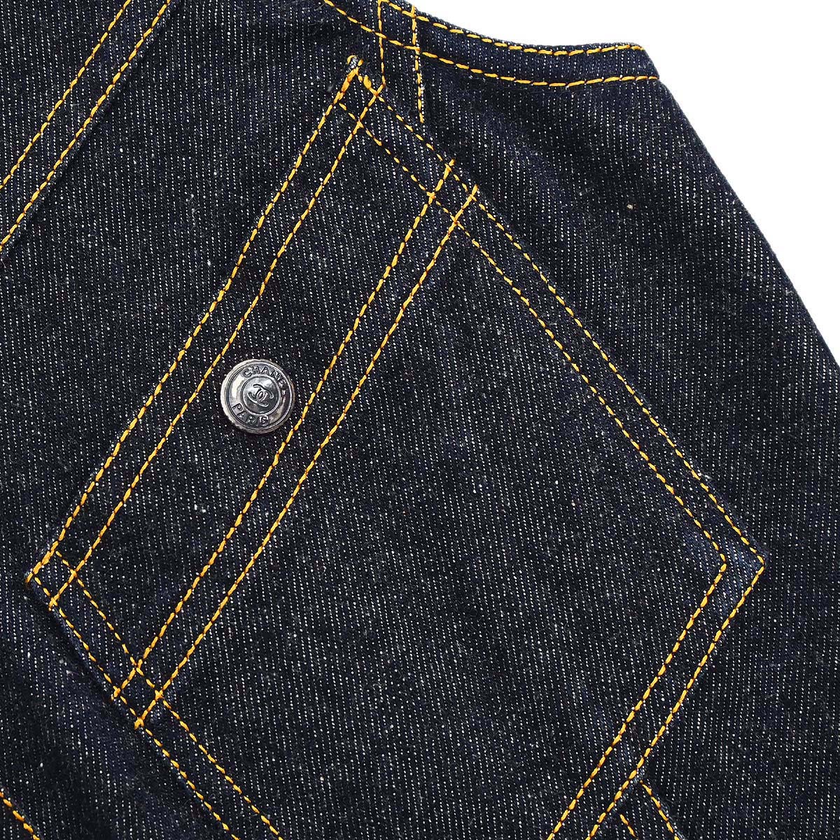 Chanel 1997 Single Breasted Sleeveless Vest Denim Jacket Indigo #38